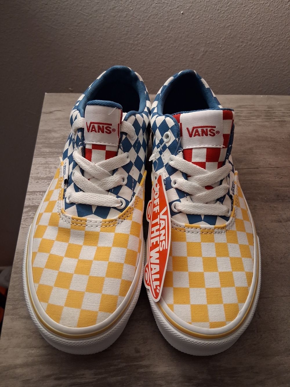 Vans Kids Size 3 Primary Color Checkerboard Red Blue Yellow